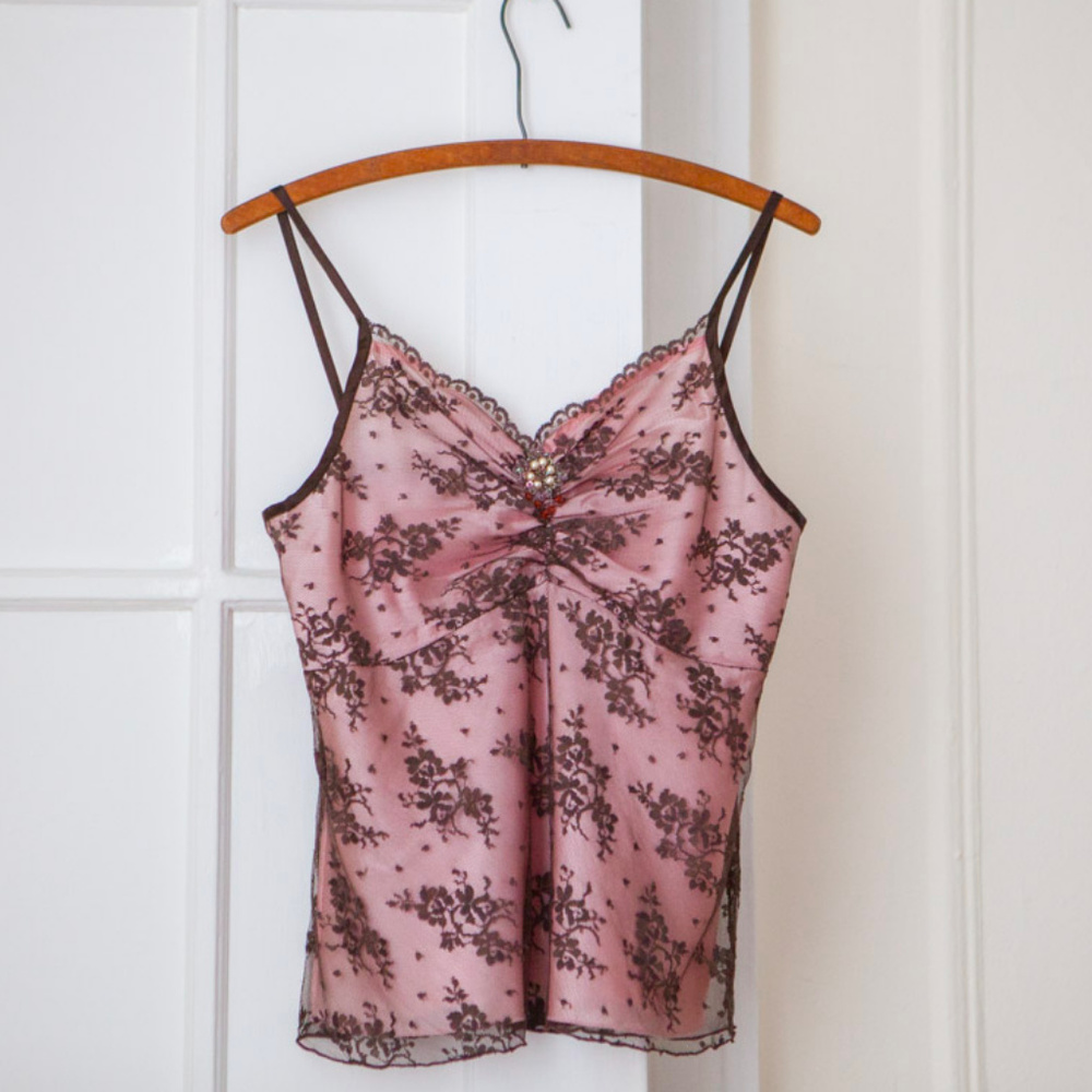 Silk Lace Camisole Top w/ beaded detail